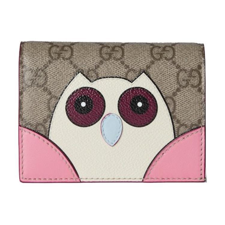 Gucci Gucci Coated Fabric Wallet Mini Women's Pink & White & Brown