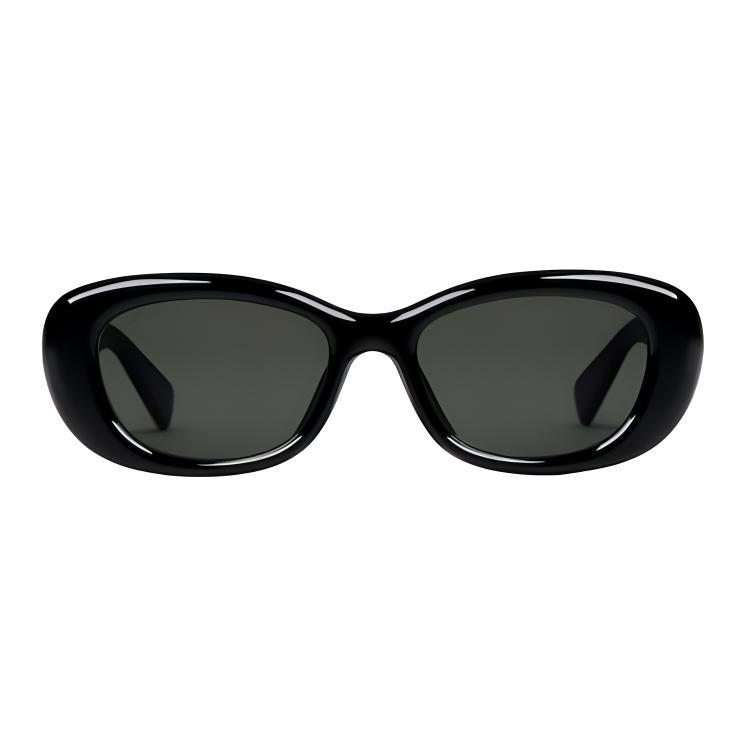 Gucci Gucci Low Nose Bridge Oval Sunglasses In Black Frame With Solid Grey Lenses