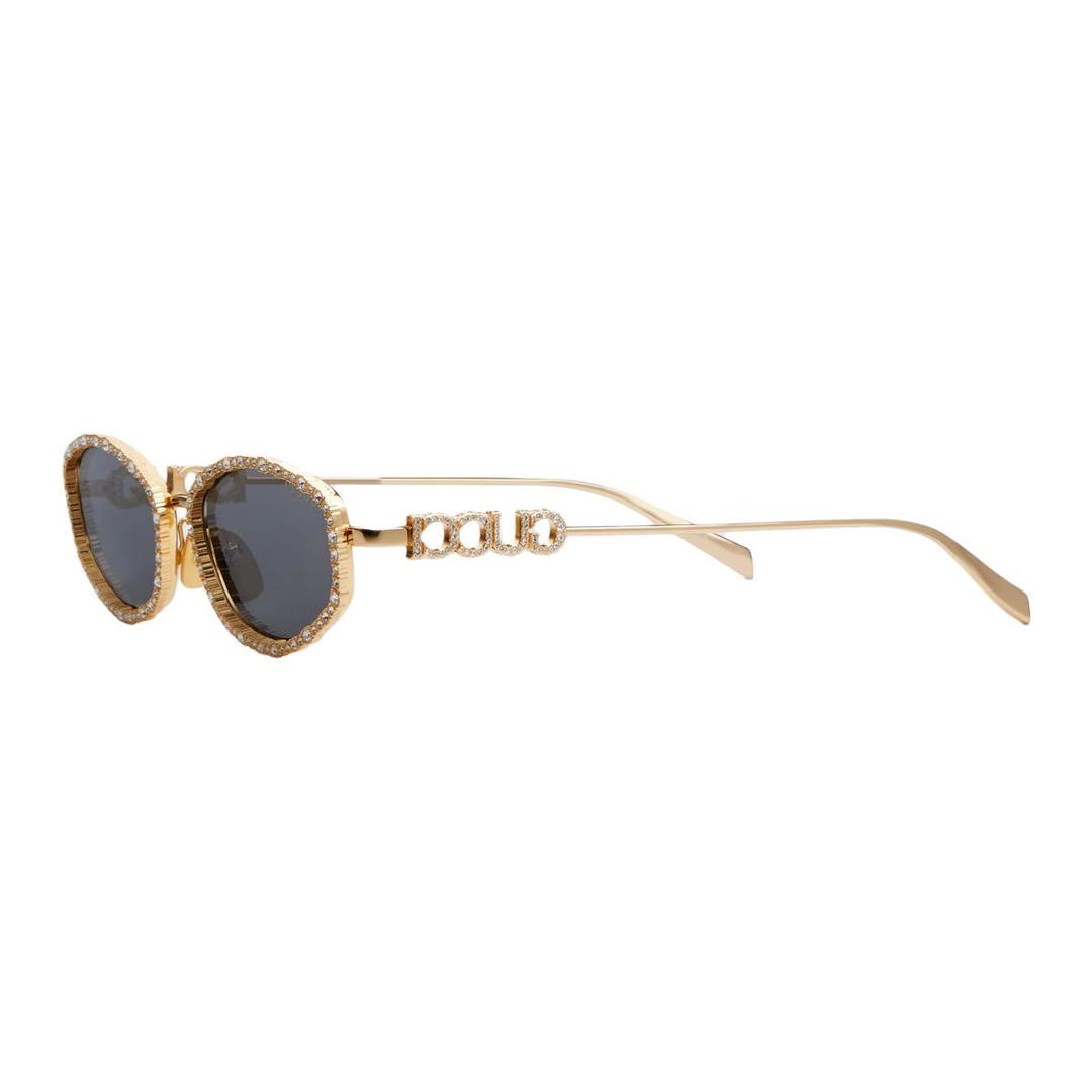 Gucci Gucci Crystal Metal Oval Sunglasses Women's Gold
