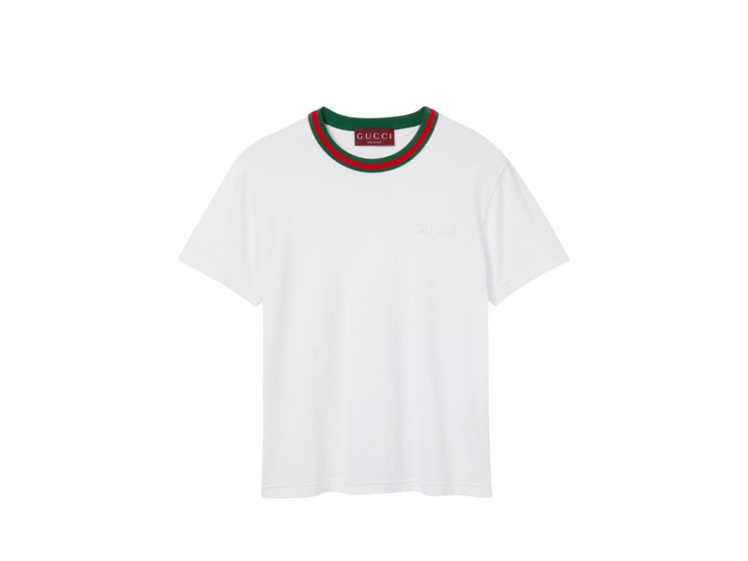 Gucci Gucci Jersey T-Shirt With Web White