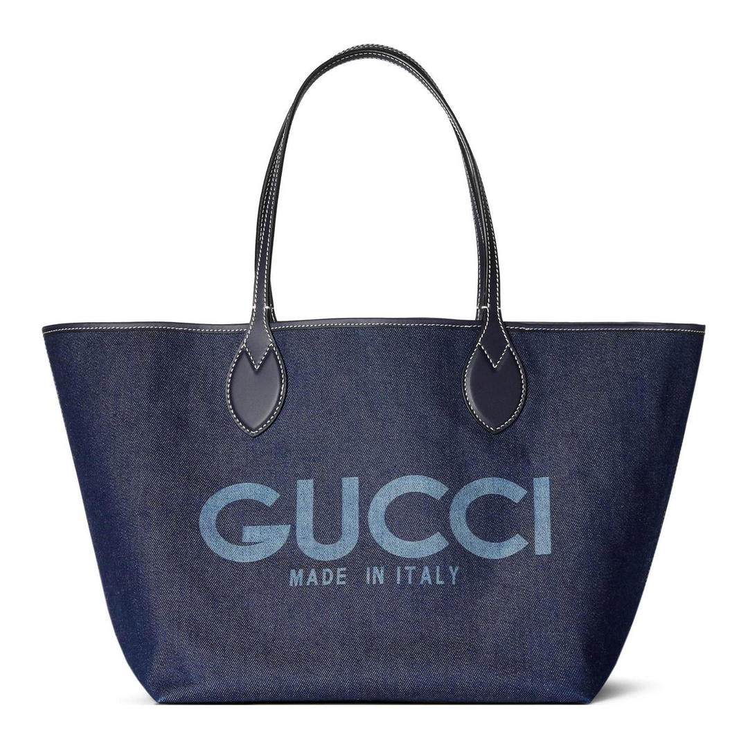 Gucci Gucci Totissima Denim With Canvas Tote Bag Shopping Bag Handbag Shoulder Bags Medium Size Women's 1Dark Blue & Beige