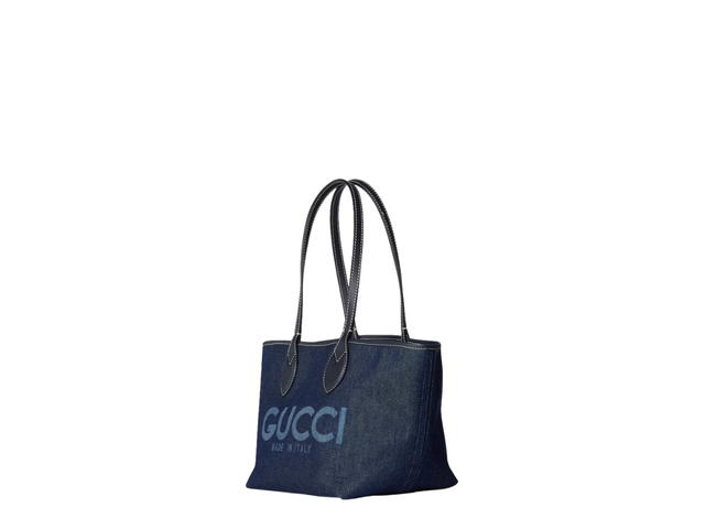 Gucci Gucci Totissima Denim With Canvas Tote Bag, Shopping Bag, Handbag, Shoulder Bag Small Size Women's Dark Blue & Beige - view 2