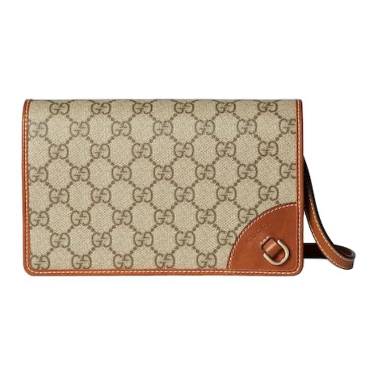Gucci Gucci Coated Canvas Shoulder Bag Extra Mini Unisex Beige & Dark Brown