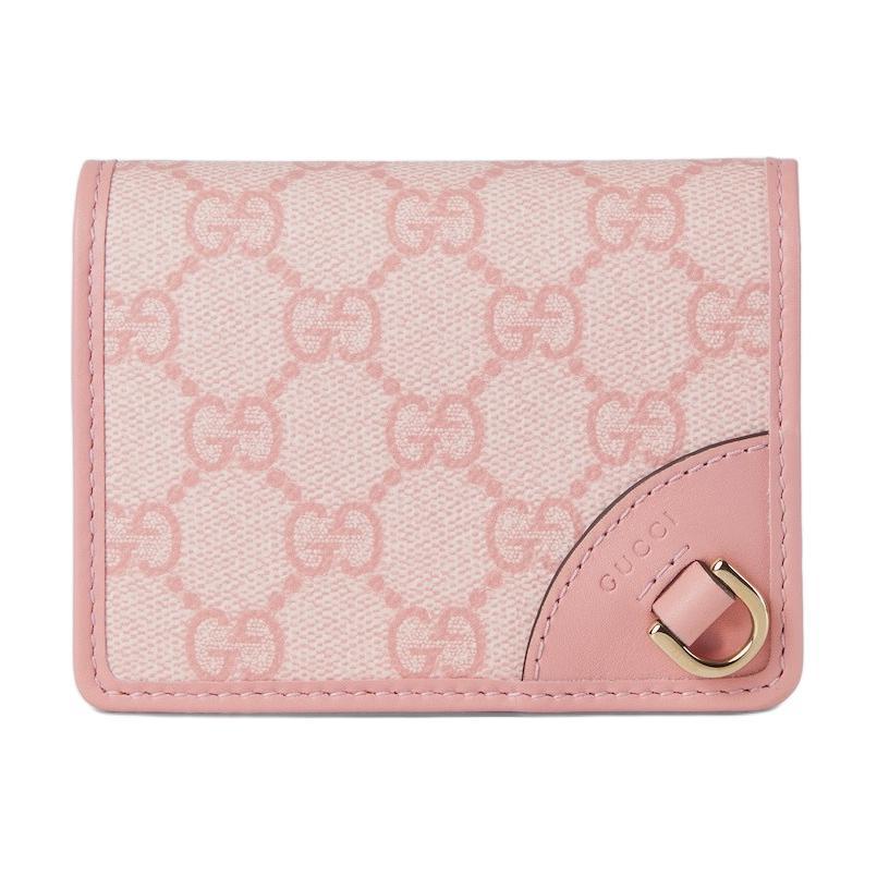 Gucci Gucci GG Emblem Coated Fabric Wallet Mini Women's Pink