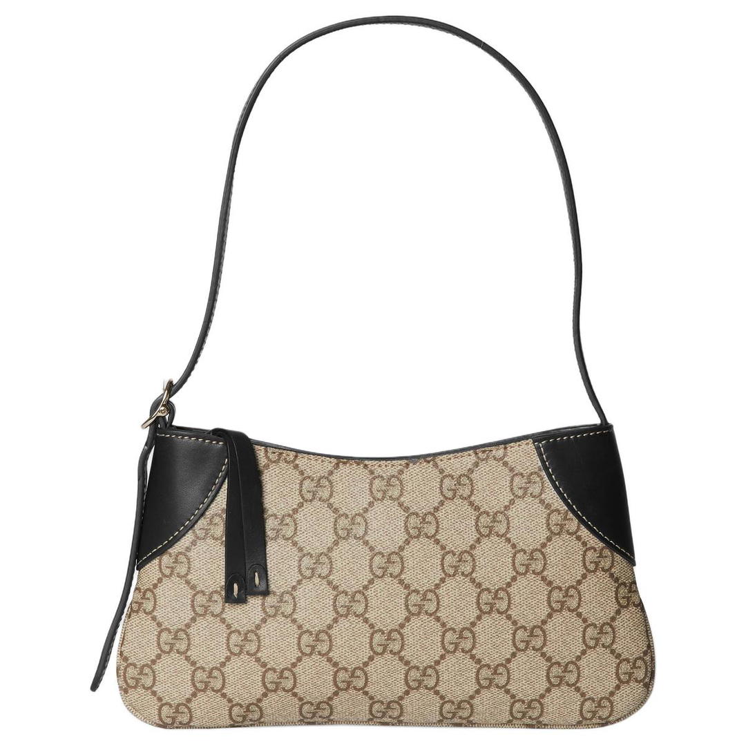 Gucci Gucci Coated Canvas With Leather Handbag Shoulder Bag Extra Mini Women's Black & Beige