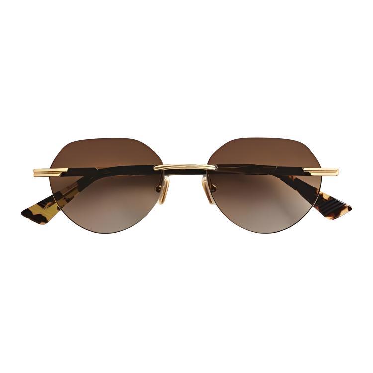 Bottega Veneta Bottega Veneta Acetate Metal Round Sunglasses Women's Gold
