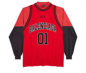 Buy Balenciaga Basketball Series Layered Long Sleeve T-Shirt Red Black at Sasom – Authentic and Ready to Ship
