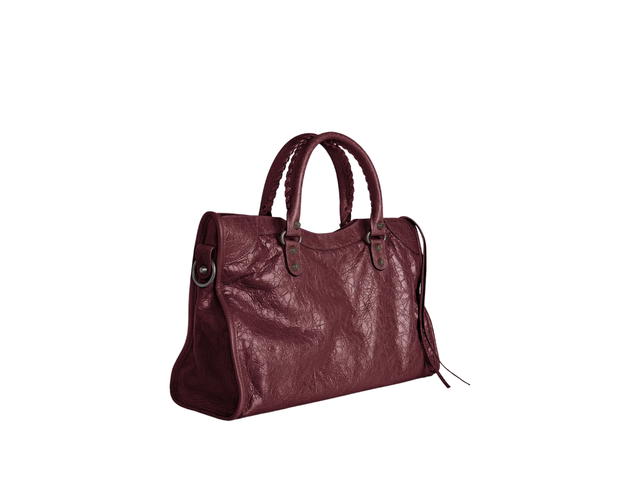 Balenciaga Balenciaga Le City Medium Bag In Dark Burgundy Arena Storico Lambskin, Brass Hardware - view 2