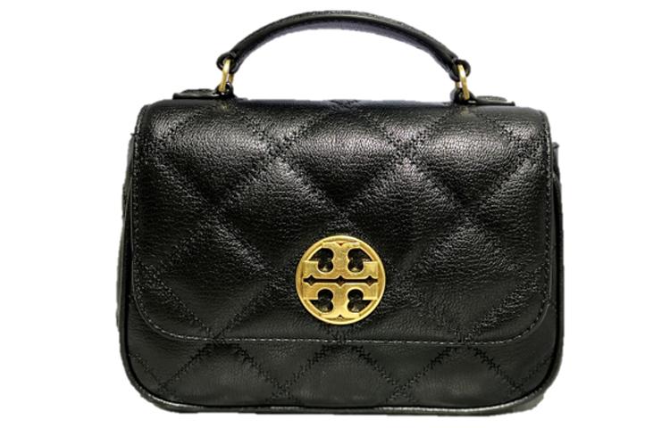 Tory Burch TORY BURCH TB-Willa Leather Square Chubby Bag Messenger Bag Shoulder Bag Crossbody Bag Handbag Women's Black/Black Gold