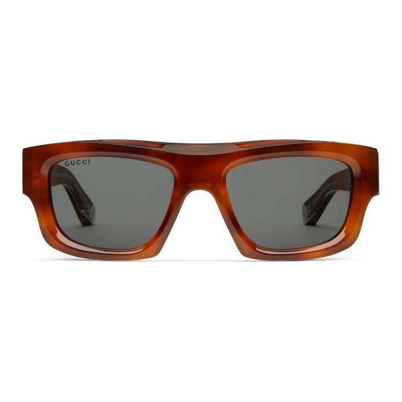 Gucci Gucci Acetate Metal Rectangular Sunglasses Men's Tortoiseshell