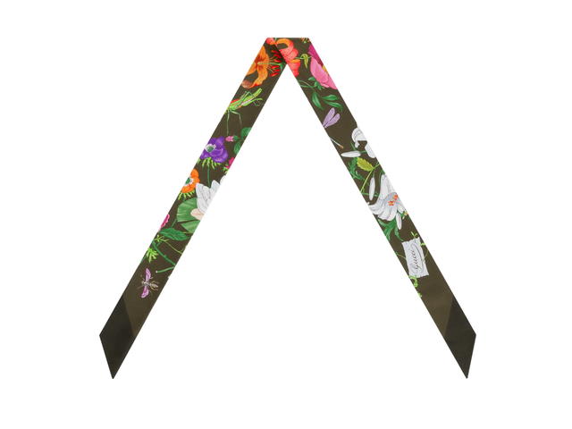 Gucci Gucci Printed Silk Twill Neck Bow Green And Multicolour Printed Silk Twill - view 2
