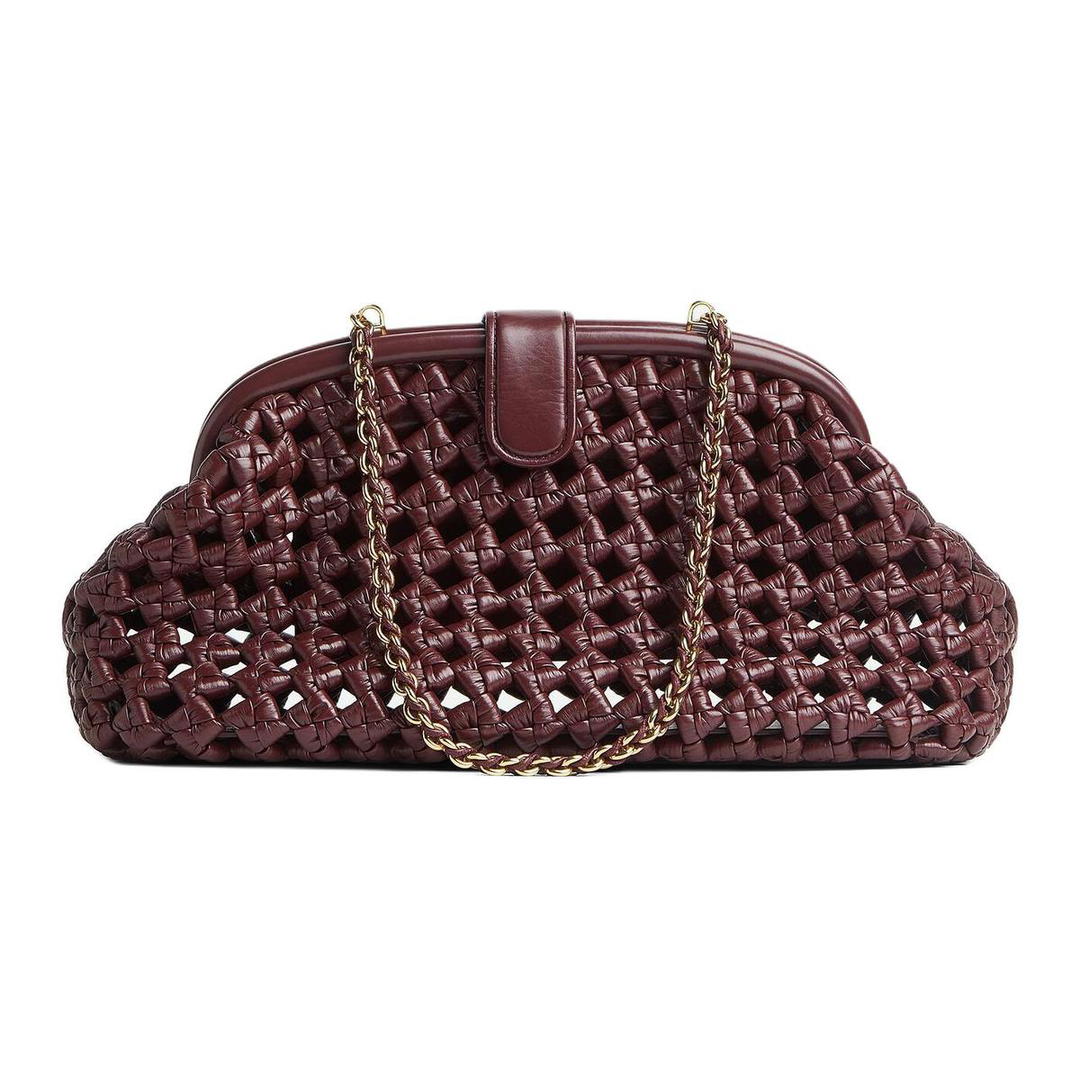Bottega Veneta Bottega Veneta Lauren 1980 Calfskin Shoulder Bag Large Size Women's Burgundy