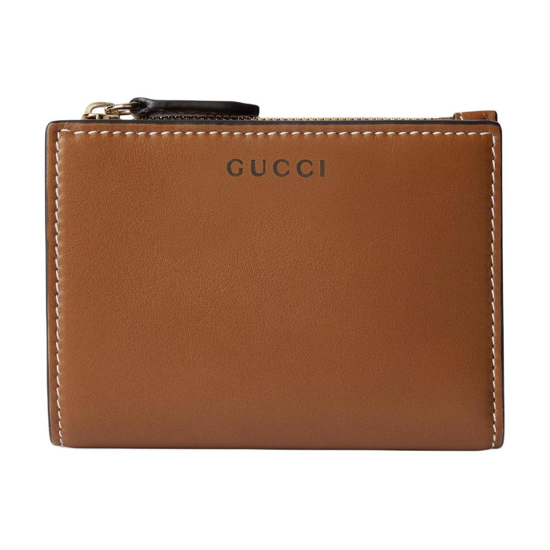 Gucci Gucci GG Emblem Leather Wallet Medium Size Women's Brown