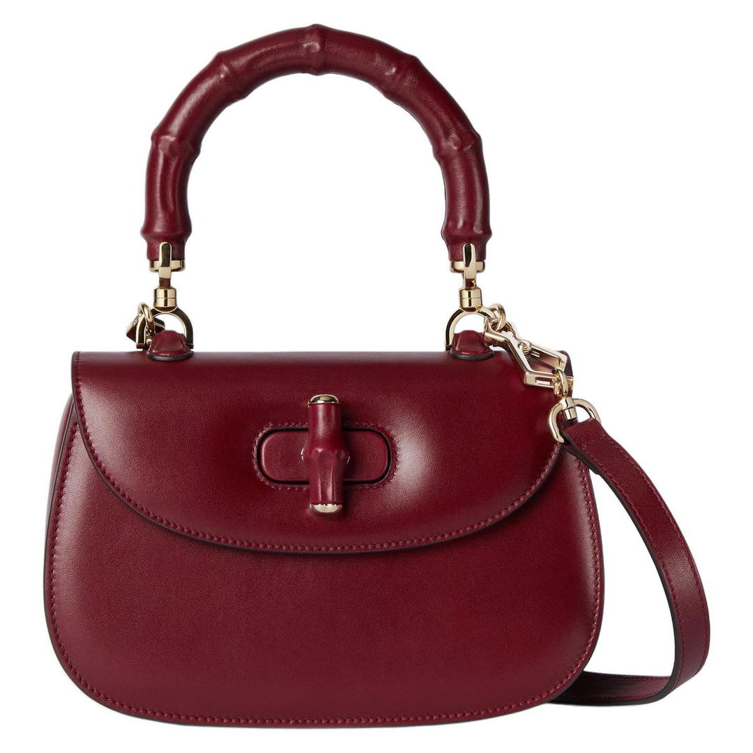 Gucci Gucci Bamboo 1947 Soft Leather Shoulder Bag, Crossbody Bag, Handbag Small Size Women's Red