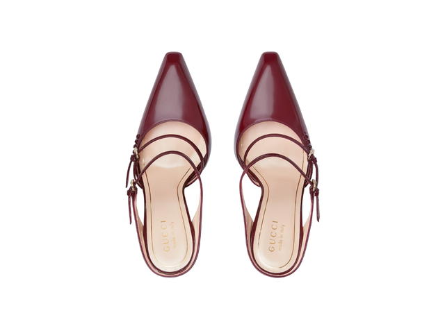 Gucci Gucci Wedge Mule In Gucci Rosso Ancora Red Shiny Leather With Light Gold Toned Hardware Red - view 4