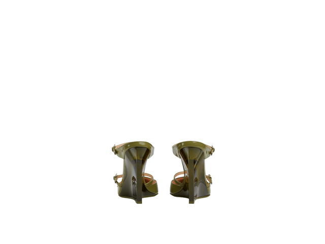 Gucci Gucci Wedge Mule In Dark Green Shiny Leather With Light Gold Toned Hardware Dark Green - view 5