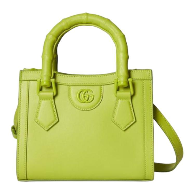 Gucci Gucci Diana Leather Tote Bag, Shopping Bag, One Shoulder Handbag Mini Women's Green