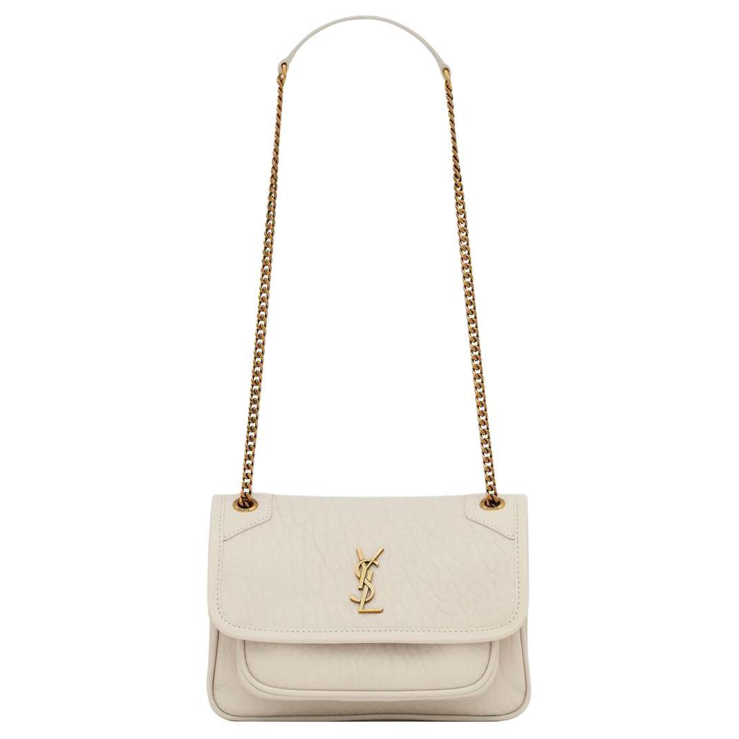 Saint Laurent Saint Laurent Niki Sheepskin Crossbody Bag, Shoulder Bag Mini Women's Vintage White