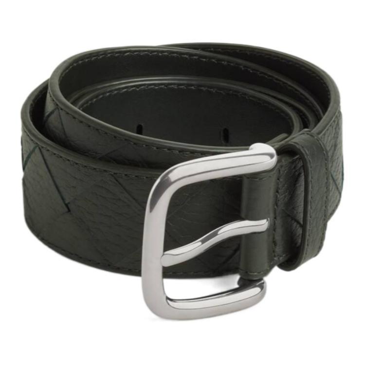 Bottega Veneta Bottega Veneta Cow Leather Belts Unisex Dark Green Width 3.5CM