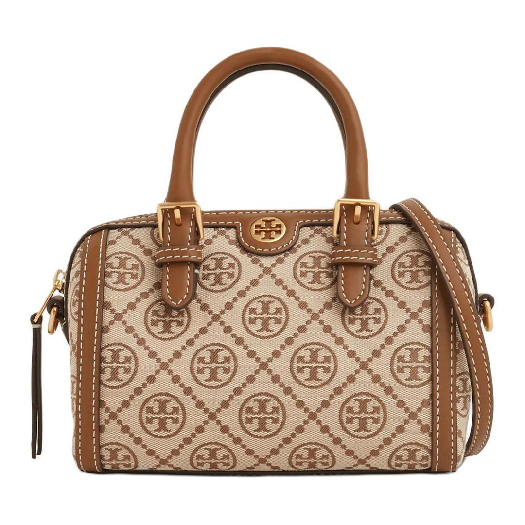 Tory Burch TORY BURCH T Monogram Fabric With Leather Boston Bag Shoulder Bag Crossbody Bag Handbag Mini Women's Hazelnut Brown