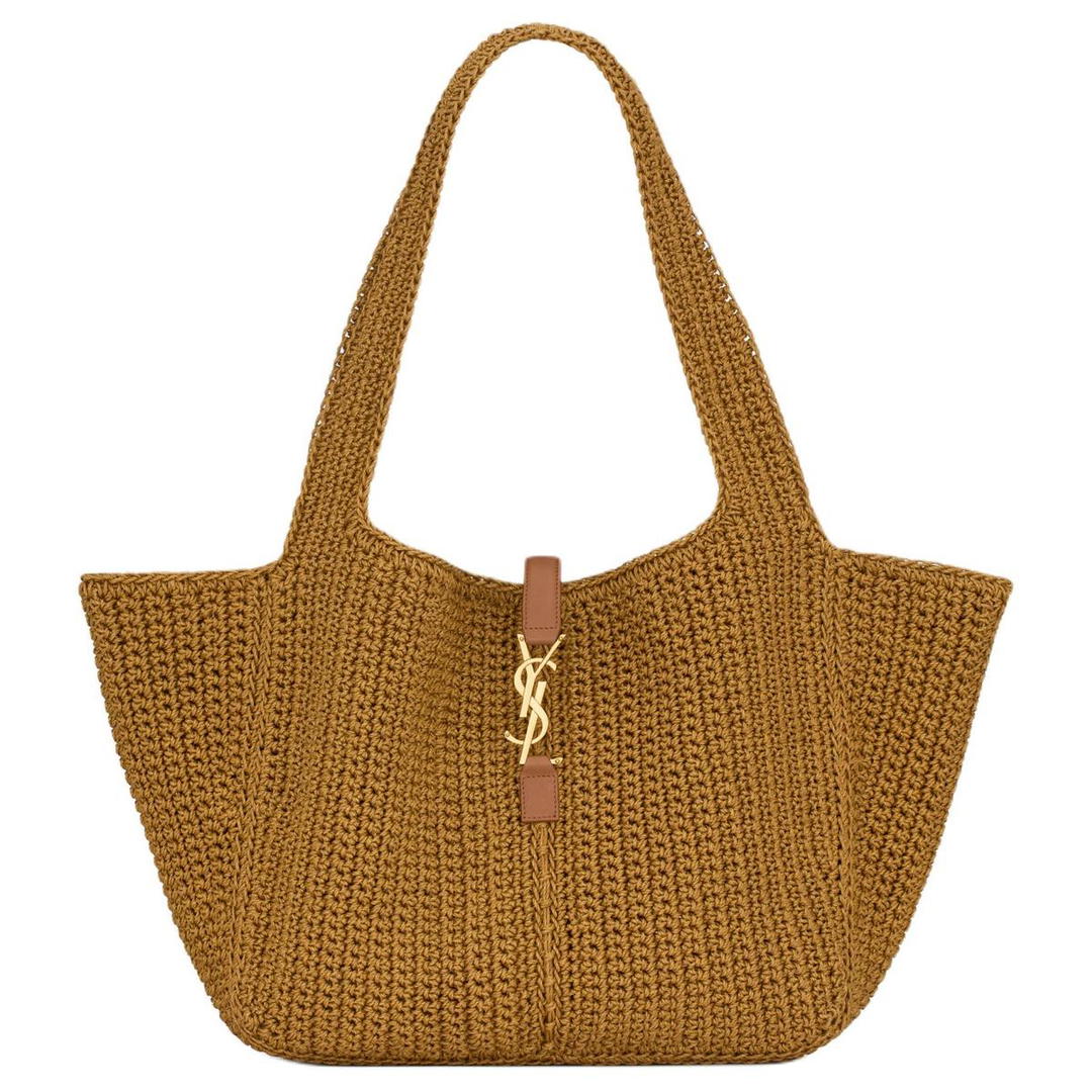 Saint Laurent Saint Laurent LE5A7 Linen Tote Bag, Shopping Bag, Shoulder Bag Women's Natural Brown