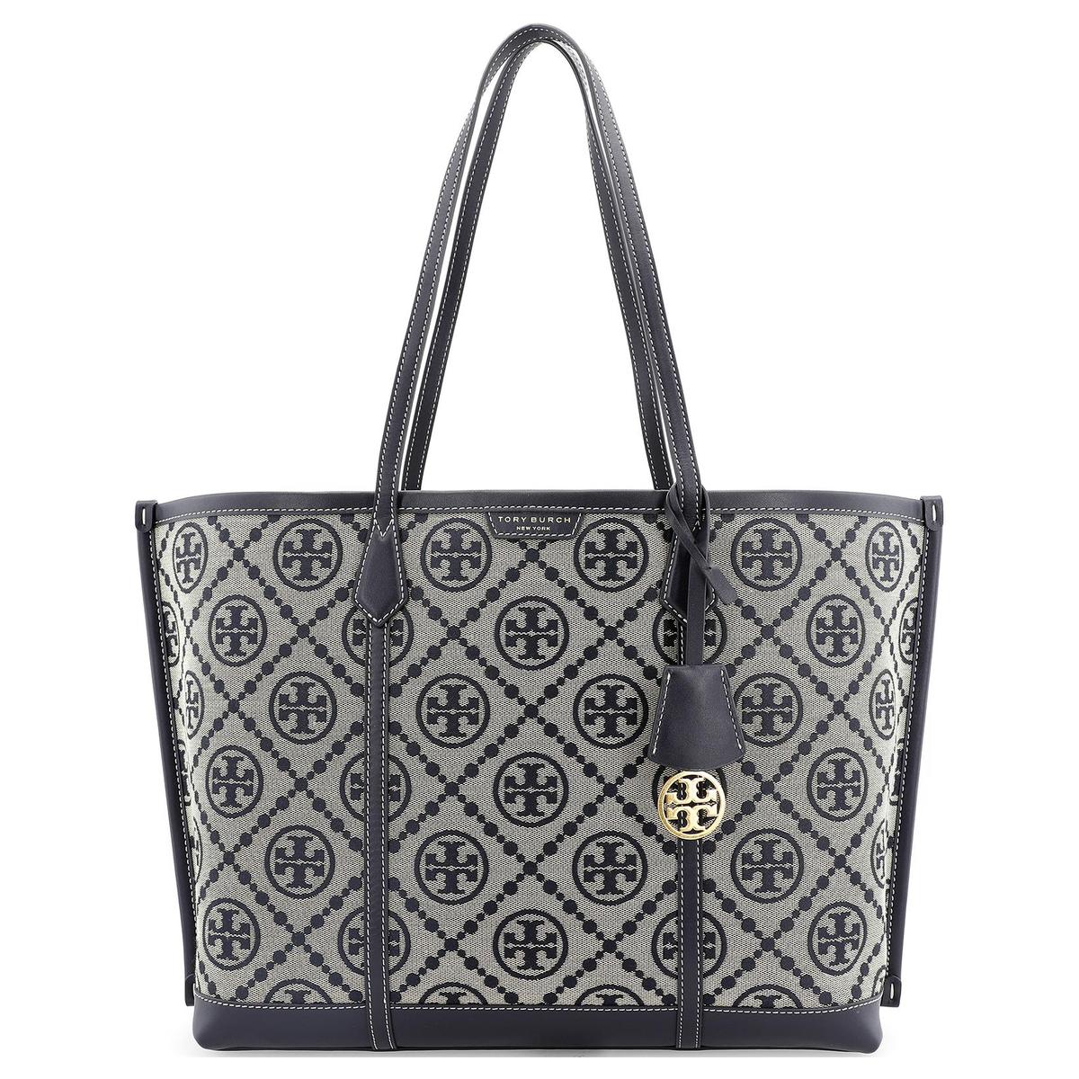 Tory Burch TORY BURCH PerryT Monogram Fabric Tote Bag Shopping Bag Shoulder Bag Handbag Regular Women's Dark Blue/Denim