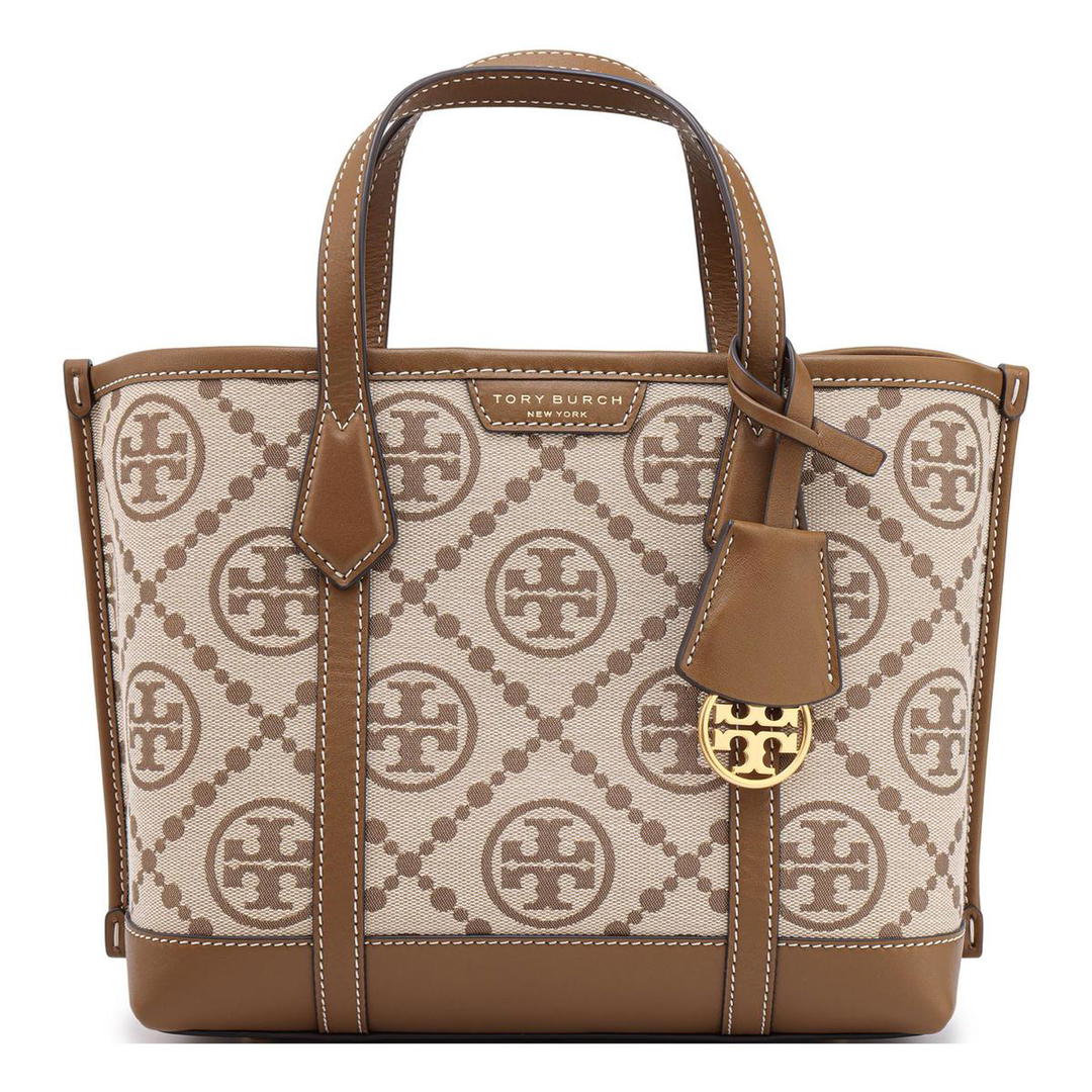 Tory Burch TORY BURCH Perry Jacquard Leather Tote Bag Shopping Bag Shoulder Bag Handbag Small Size Women's Hazelnut Brown