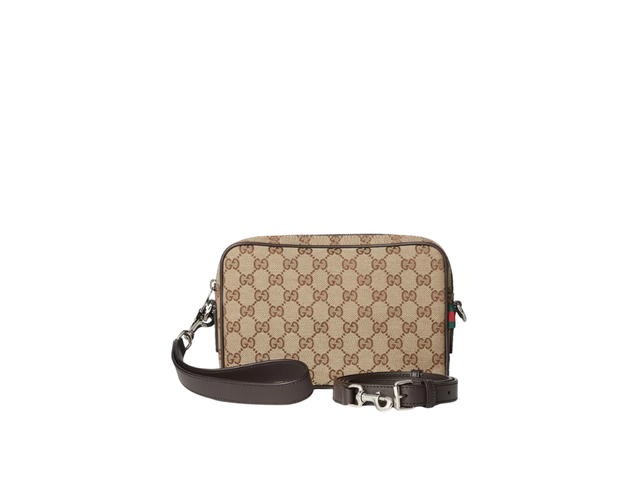 Gucci Gucci Canvas Small Crossbody Bag Beige Dark Brown - view 1