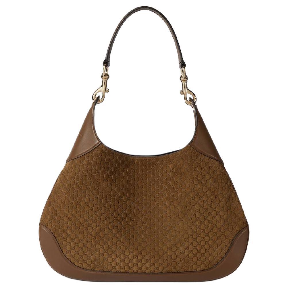 Gucci Gucci Suede Material Crossbody Bag Shoulder Bag Small Size Women's Brown