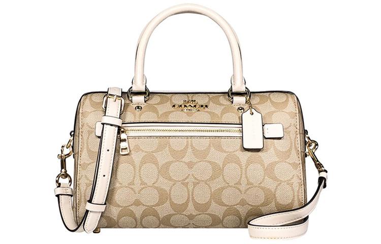 Coach Coach Rowan PVC Boston Bag Handbag Shoulder Bag Crossbody Bag Large Size Women's Light Khaki