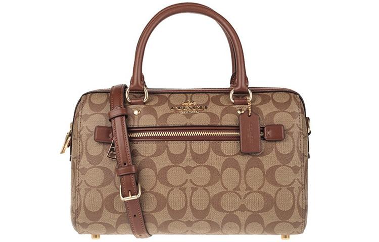 Coach Coach PVC Boston Bag Handbag Crossbody Bag Shoulder Bag Large Size Women's Khaki Monogram