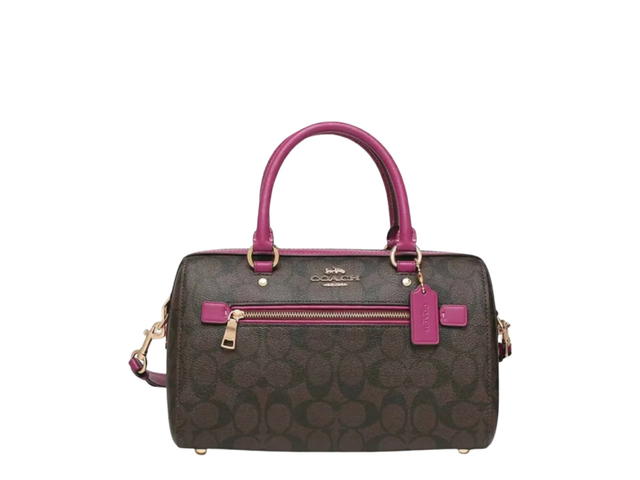 Coach Coach Rowan Satchel In Signature Canvas Brown Dark Magenta - view 1