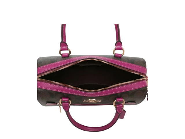 Coach Coach Rowan Satchel In Signature Canvas Brown Dark Magenta - view 2