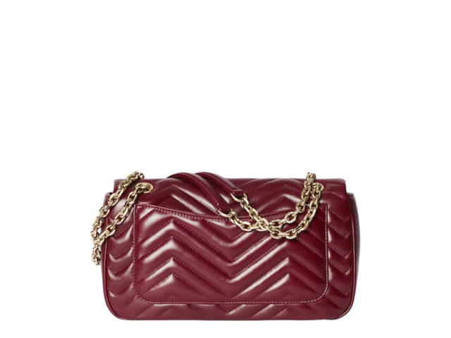 Gucci Gucci GG Marmont Medium In Chevron Matelassé lambskin in Gucci Rosso Ancora Red With Light Gold Tone Hardware - view 2