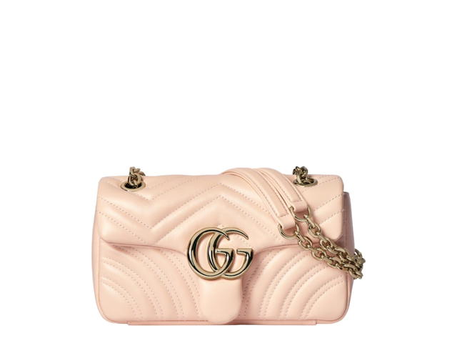 Gucci Gucci GG Marmont Small In Matelassé Lambskin Pale Pink Chevron With Light Gold Tone Hardware - view 1