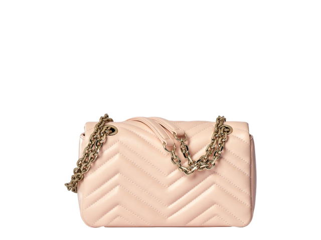 Gucci Gucci GG Marmont Small In Matelassé Lambskin Pale Pink Chevron With Light Gold Tone Hardware - view 3
