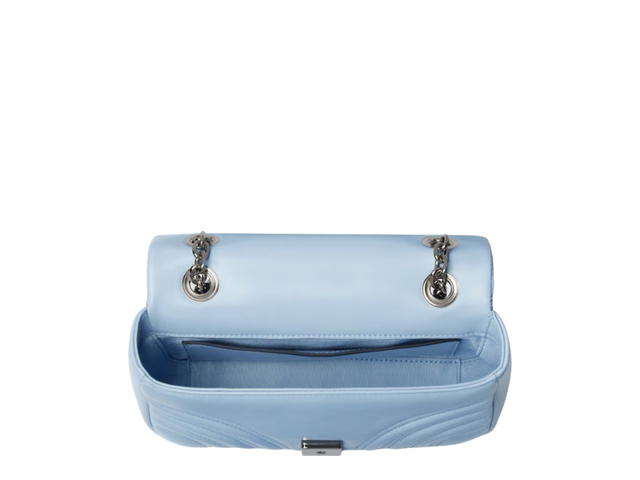 Gucci Gucci GG Marmont Small In Blue Chevron Matelassé Lambskin With Silver Tone Hardware - view 2