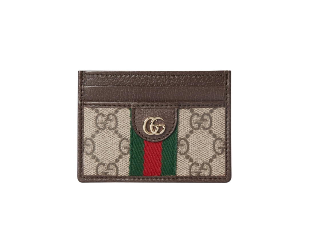 Gucci Gucci Ophidia Card Case Variation Beige And Brown