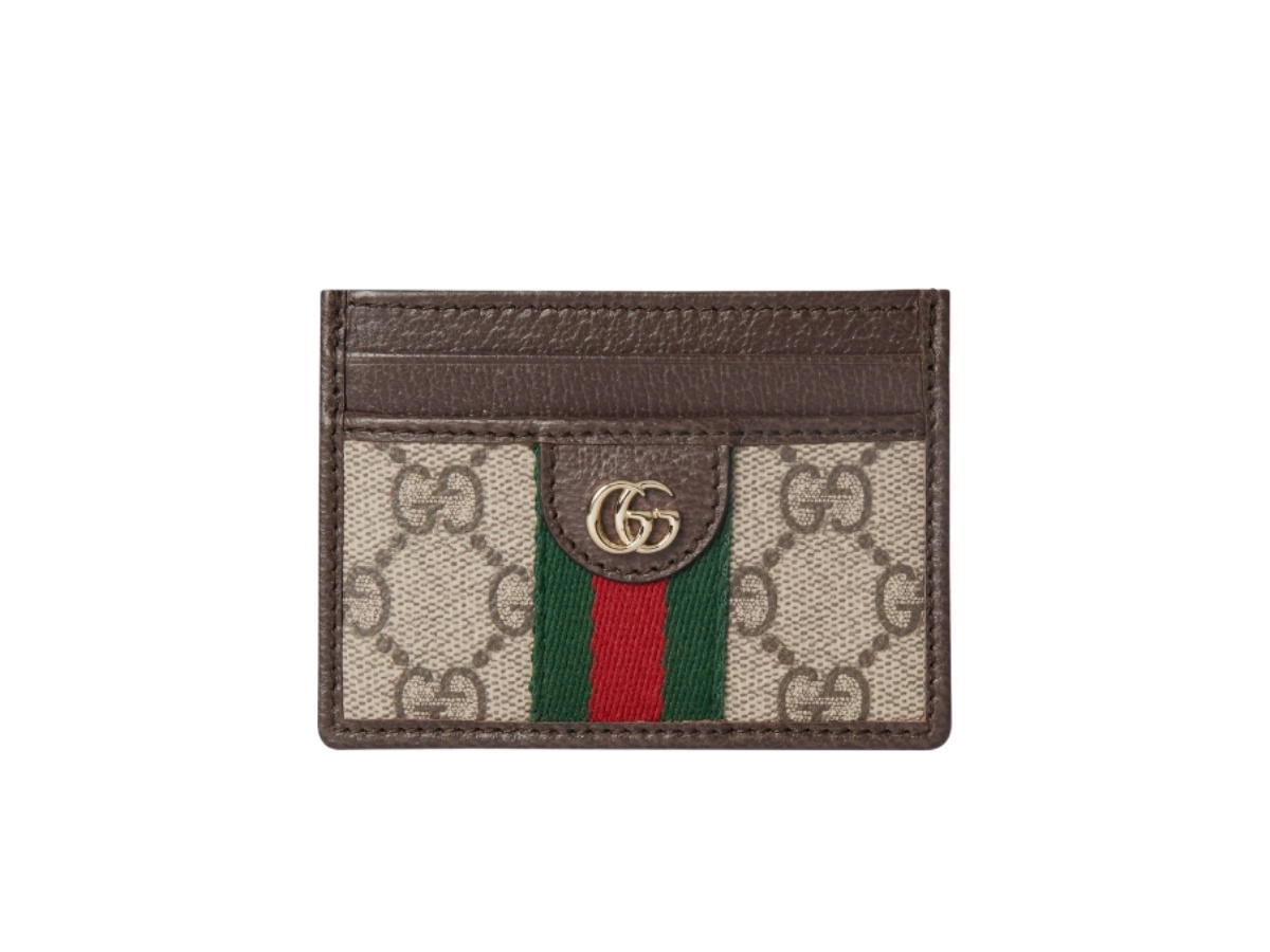 Gucci Gucci Ophidia Card Case Variation Beige And Brown