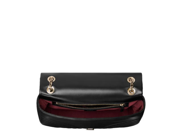 Gucci Gucci GG Marmont Large In Black Chevron Matelassé Lambskin With Light Gold Tone Hardware - view 2