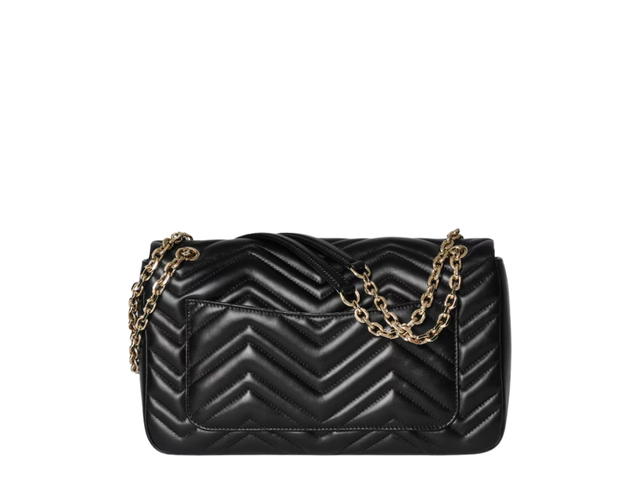 Gucci Gucci GG Marmont Large In Black Chevron Matelassé Lambskin With Light Gold Tone Hardware - view 3