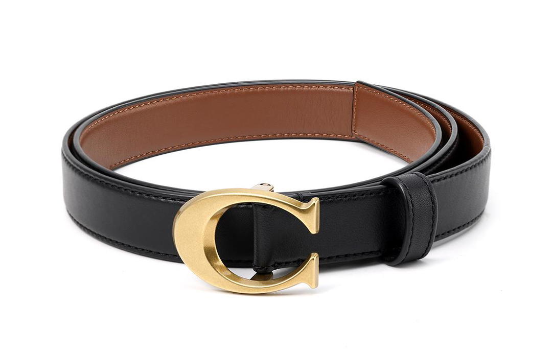 Coach Coach PVC With Cow Leather Belts Unisex Black/Brown Width 2.5cm
