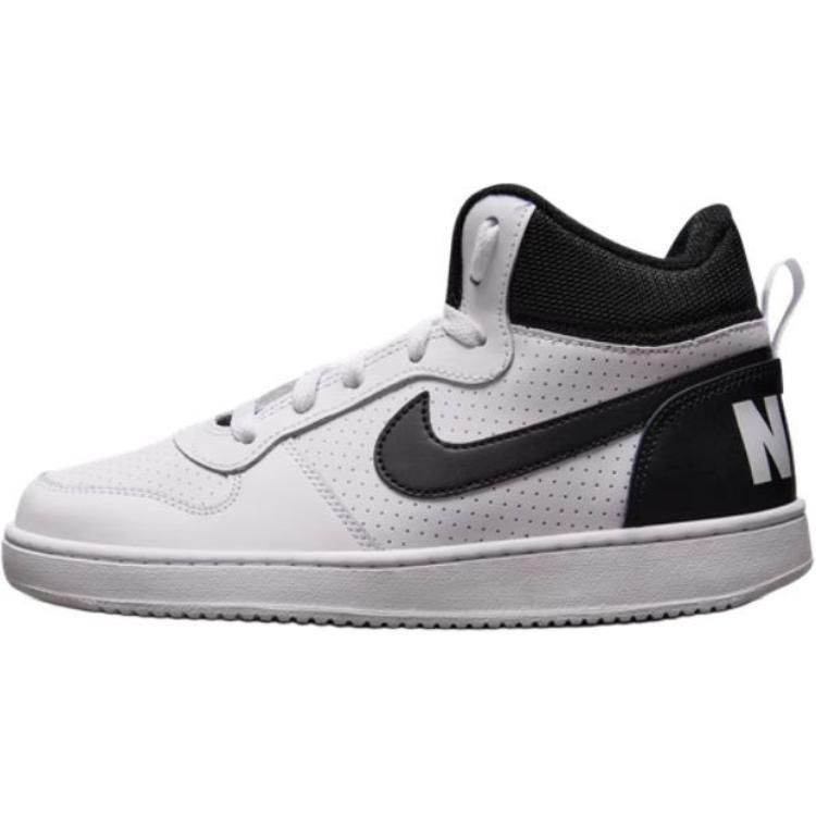 Nike Nike Court Borough Anti Slip And Wear Resistant Breathable Mid Top Kids' Skateboarding Shoes White Black Teenagers