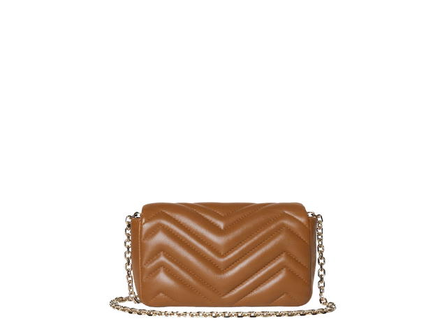 Gucci Gucci GG Marmont Mini In Brown Chevron Matelassé Lambskin With Light Gold Tone Hardware - view 2