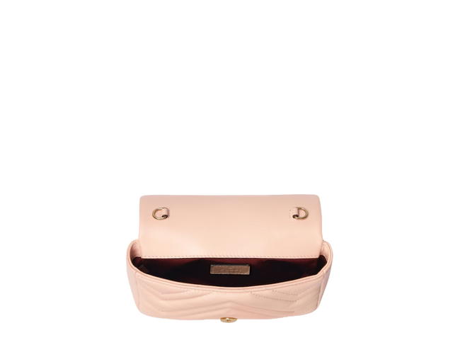 Gucci Gucci GG Marmont Mini In Matelassé Lambskin Pale Pink Chevron With Light Gold Tone Hardware - view 2