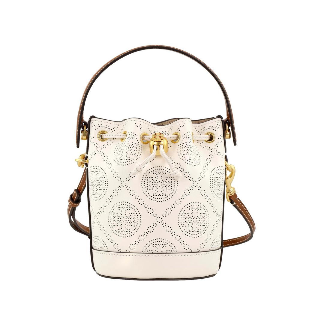 Tory Burch TORY BURCH T Monogram Leather Bucket Bags Shoulder Bag Crossbody Bag Handbag Mini Women's Ivory White