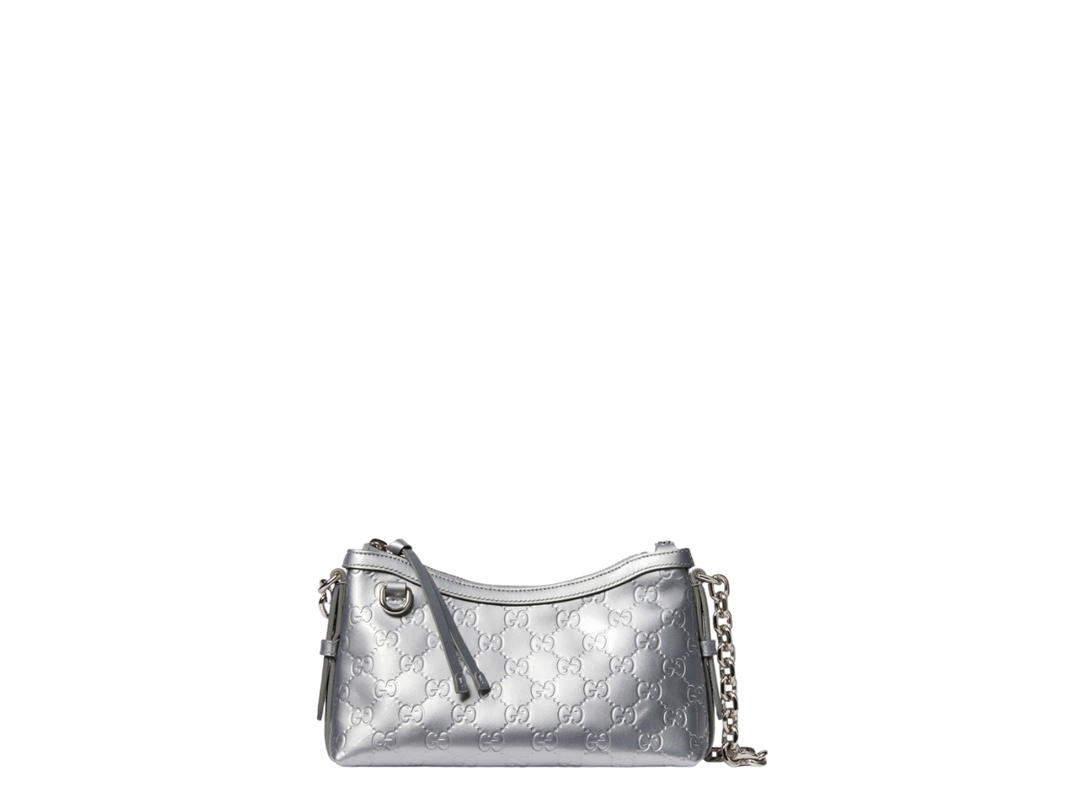 Gucci Gucci GG Emblem Small Shoulder Bag Silver
