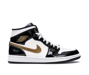 Buy Jordan 1 Mid Patent Black White Gold at Sasom – Authentic and Ready to Ship