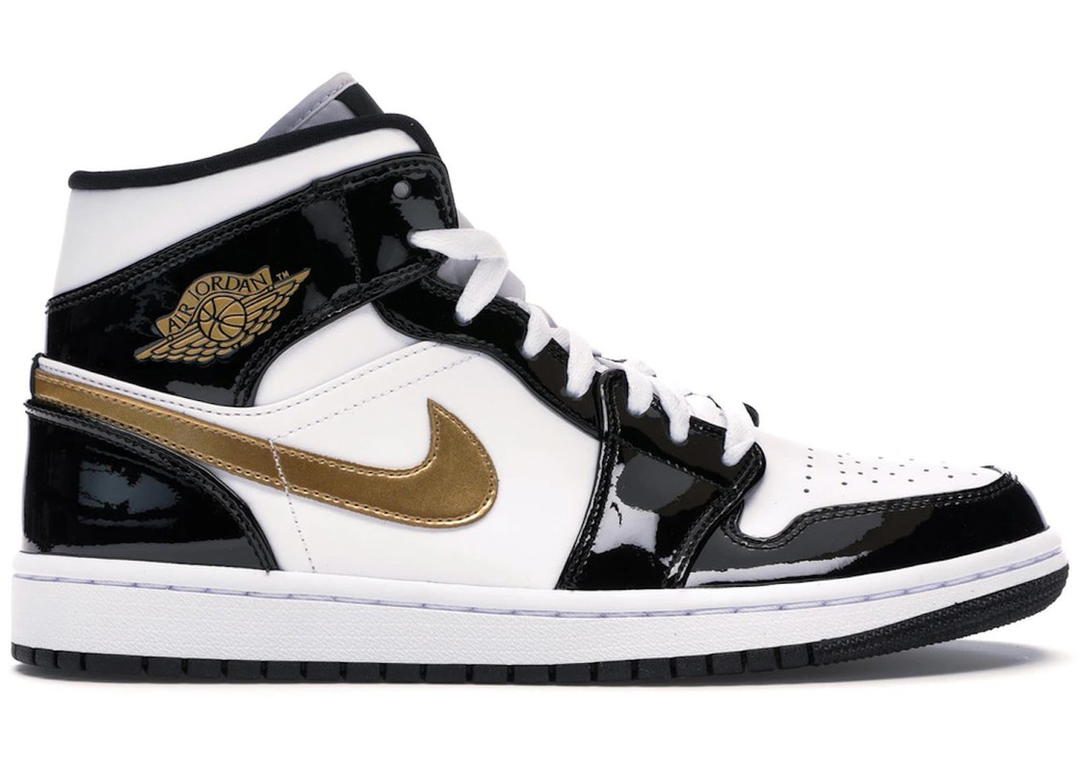 Jordan Jordan 1 Mid Patent Black White Gold