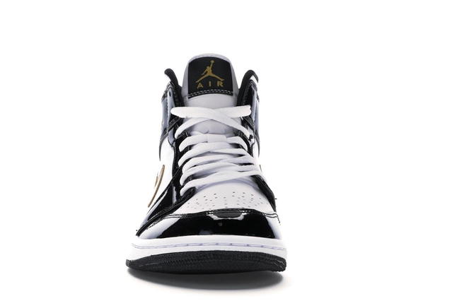 Jordan Jordan 1 Mid Patent Black White Gold - view 2